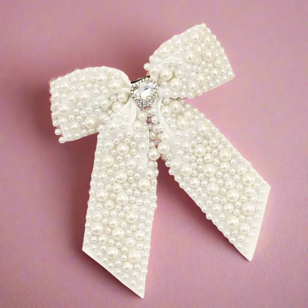 Bella - Pearl Bow Hair Clip