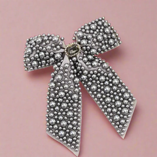 Bella - Pearl Bow Hair Clip