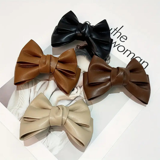 Chloe - Leather Bow Hair Clip