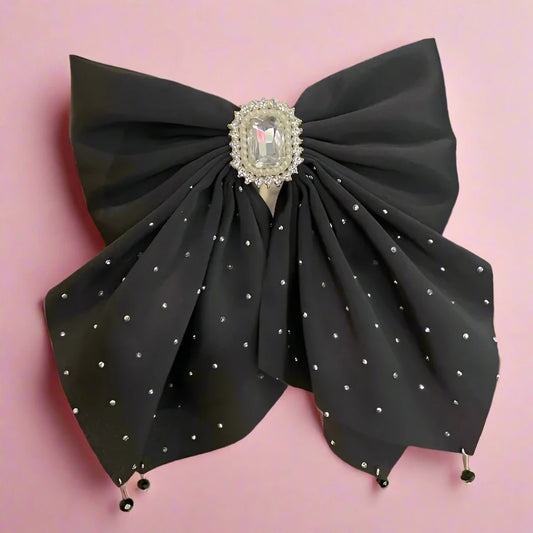 Mon Cher - Rhinestone Bow Hair Clip