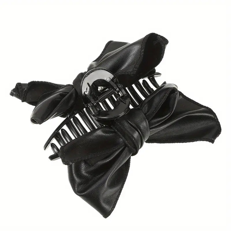 Isabel - Leather Bow Hair Claw Clip