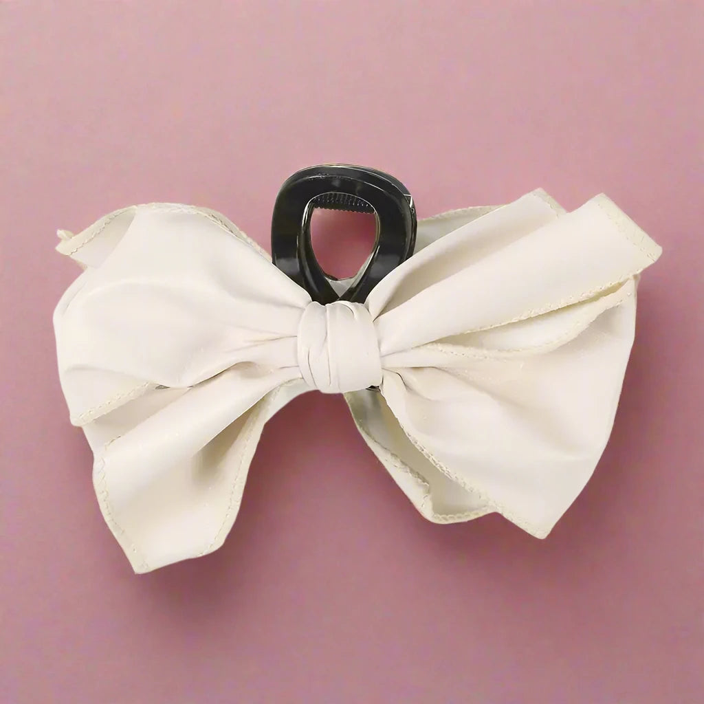 Isabel - Leather Bow Hair Claw Clip